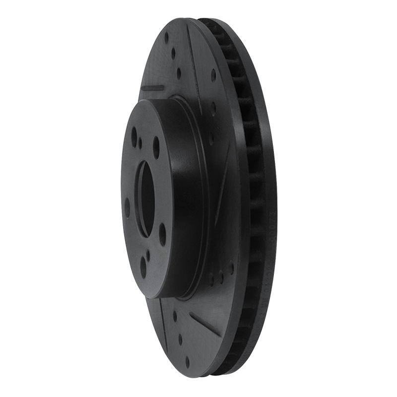 Lexus CT200H Brake Rotor (1) - Front Right - R1 Concepts - Drilled & Slotted - Black - `10-`17